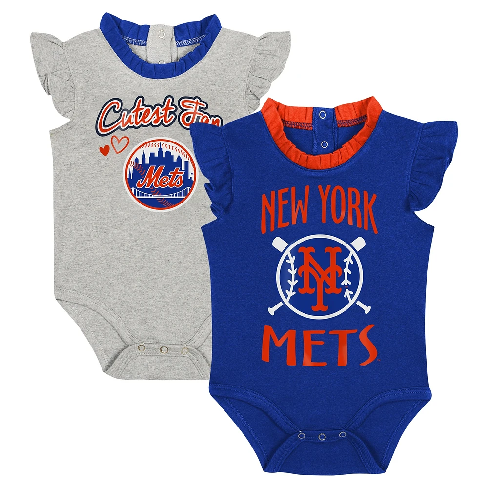 Newborn & Infant Fanatics Royal/Gray New York Mets Two-Pack Fan Bodysuit Set