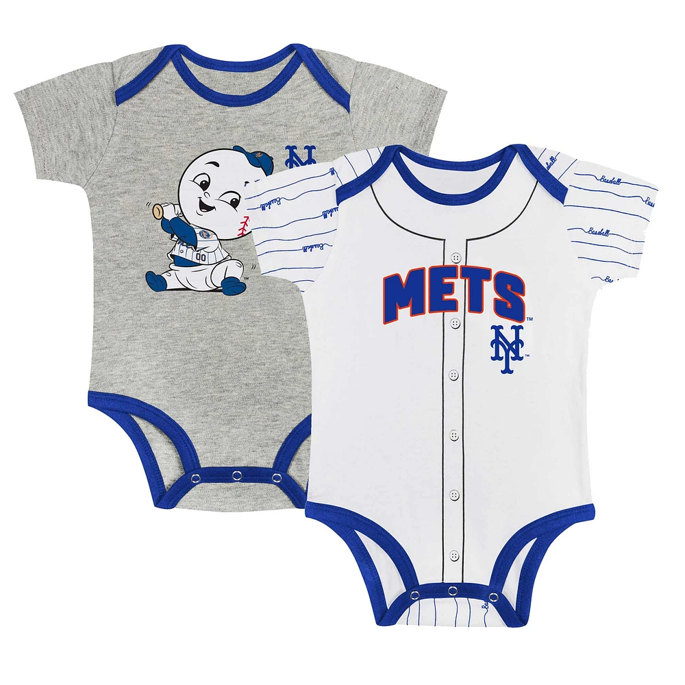 Newborn & Infant Gray/White New York Mets Two-Pack Play Ball Bodysuit Set