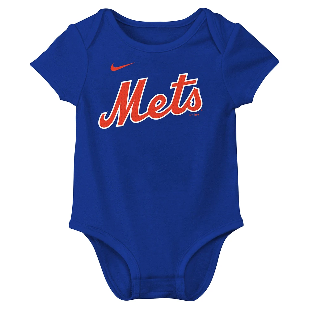 Body Nike Francisco Lindor Royal New York Mets Fuse avec nom et numéro pour nouveau-né nourrisson