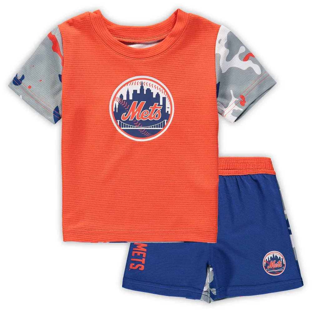 Lids New York Mets Newborn & Infant Pinch Hitter T-Shirt Shorts Set - Orange/Royal