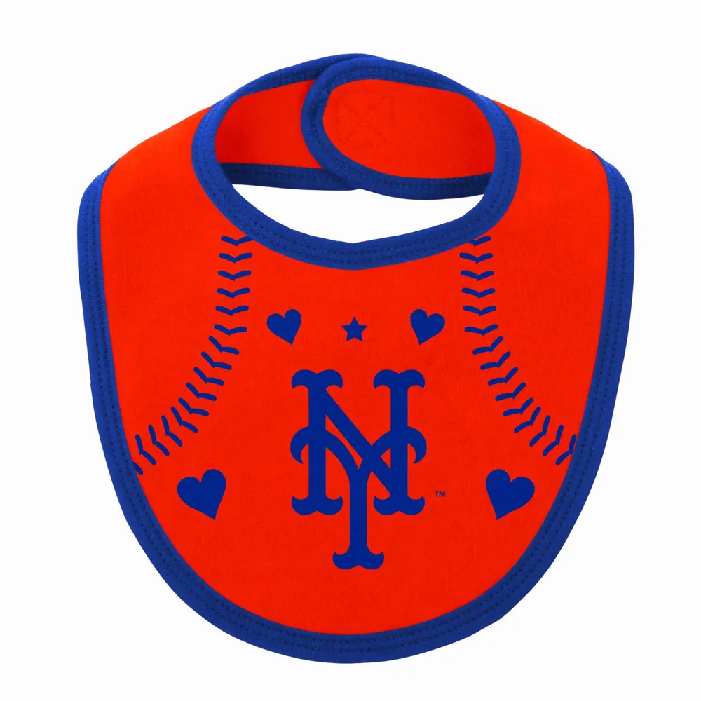 Ensemble trois pièces pour nouveau-né et bébé Royal/Orange New York Mets Love of Baseball Bib Body & Chaussons