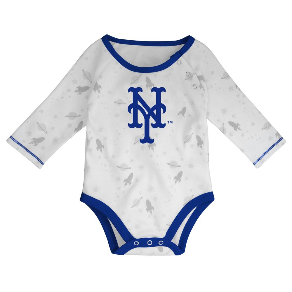 Newborn & Infant Royal/White New York Mets Dream Team Bodysuit Hat Footed Pants Set