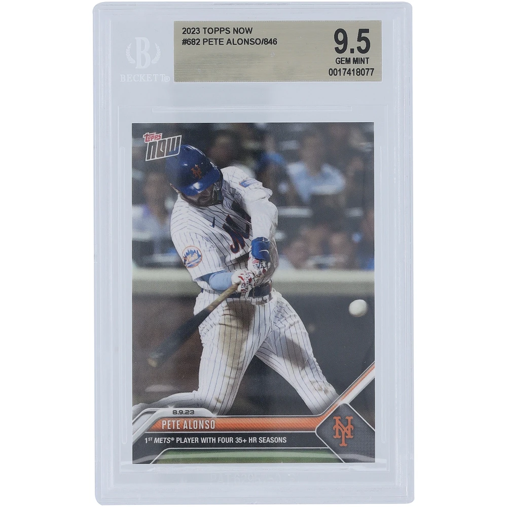 Pete Alonso New York Mets 2023 Topps Now 1st Mets Player with Four 35+ HR Seasons #682 BGS Authenticated 9.5 Card 