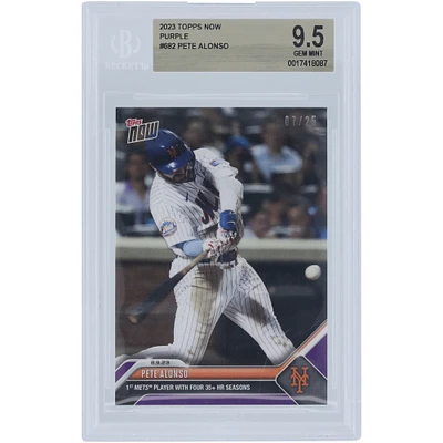 Pete Alonso New York Mets 2023 Topps Now 1st Mets Player with Four 35+ HR Seasons Purple #682 #/25 BGS Authenticated 9.5 Card 