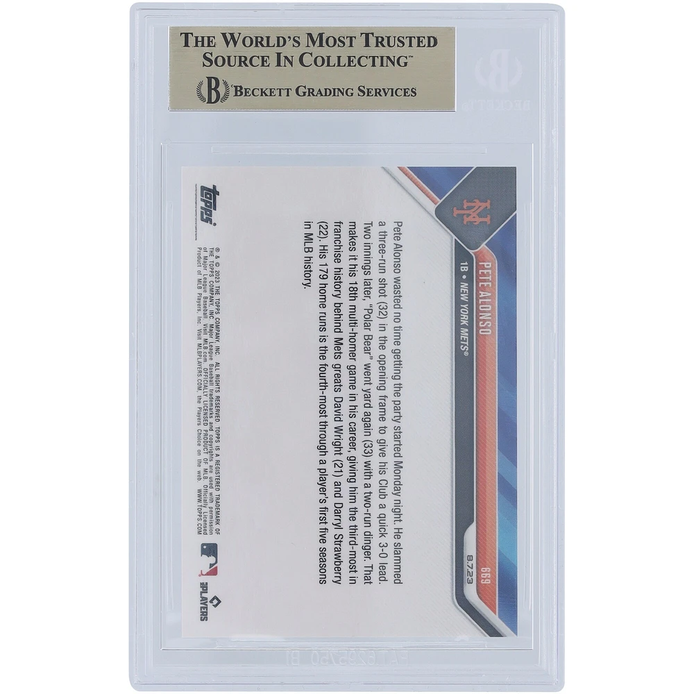 Pete Alonso New York Mets 2023 Topps Now Record Books Blue #669 #/49 BGS Authenticated 9.5 Card 