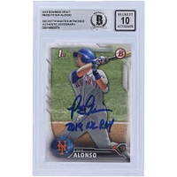 Pete Alonso New York Mets Autographed 2016 Bowman Draft #BD-92 Beckett Fanatics Witnessed Authenticated 10 Card with "2019 NL ROY" Inscription