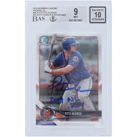 Pete Alonso New York Mets Autographed 2018 Bowman Chrome #BCP-137 Beckett Fanatics Witnessed Authenticated 9/10 Rookie Card with "2019 NL ROY" Inscription
