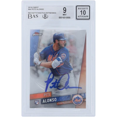 Pete Alonso New York Mets Autographed 2019 Topps Finest #44 Beckett Fanatics Witnessed Authenticated 9/10 Rookie Card
