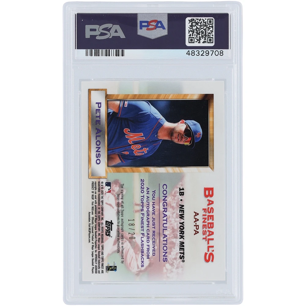 Pete Alonso New York Mets Autographed 2020 Topps Finest Flashbacks All Stars #AA-PA #18/20 PSA Authenticated 9 Card