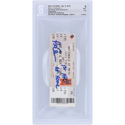 Pete Alonso New York Mets Autographed Beckett Fanatics Witnessed Authenticated 9/10 Ticket from April 6, 2019 with "1st HR at Home" Inscription - 2nd Career Home Run