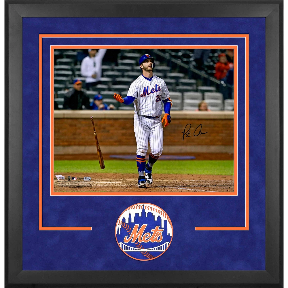 Pete Alonso New York Mets Deluxe Framed Autographed 16" x 20" Bat Drop Photograph