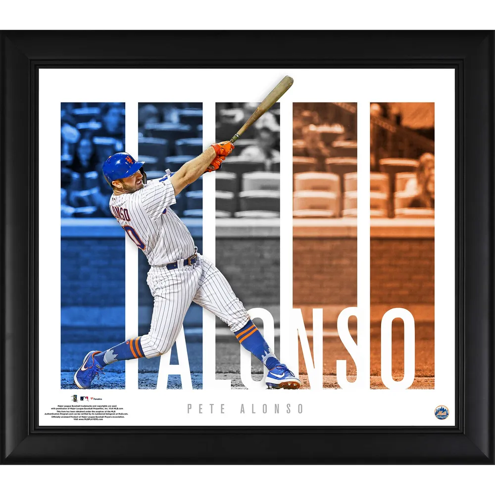 Autographed New York Mets Pete Alonso Fanatics Authentic Deluxe Framed Nike  Blue Authentic Jersey