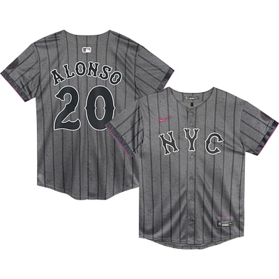 Maillot de joueur Nike Pete Alonso Graphite New York Mets 2024 City Connect Limited pour enfants d'âge préscolaire