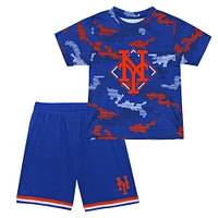 Ensemble t-shirt et short pour enfants d'âge préscolaire Royal New York Mets Field Ball