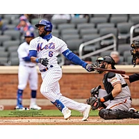Starling Marte New York Mets Unsigned Hits a Single Photograph