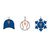 The Memory Company New York Mets Three-Pack Cap, Baseball & Snowflake Ornament Set