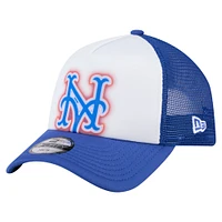 Casquette ajustable New Era blanche/bleu marine New York Mets peinte en A 9FORTY Trucker pour tout-petit