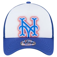 Casquette ajustable New Era blanche/bleu marine New York Mets peinte en A 9FORTY Trucker pour tout-petit