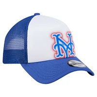 Casquette ajustable New Era blanche/bleu marine New York Mets peinte en A 9FORTY Trucker pour tout-petit