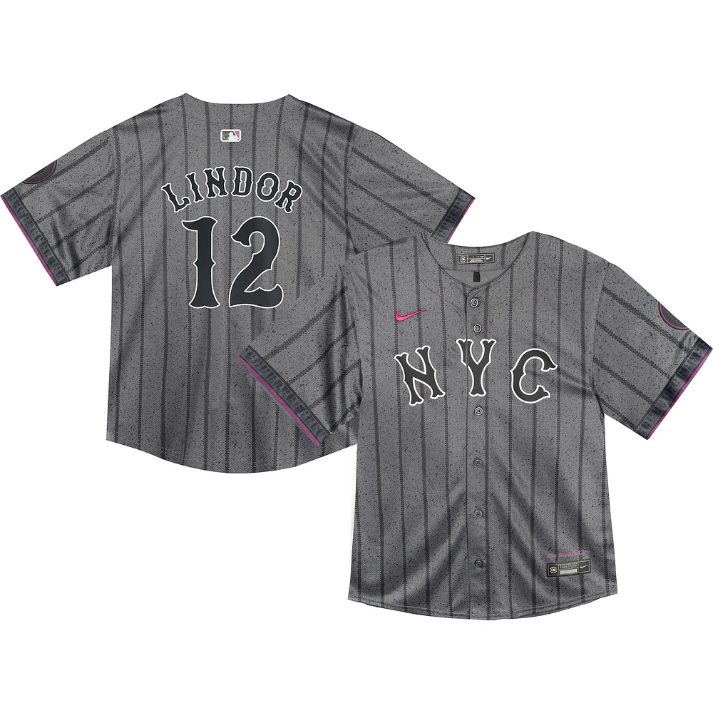 Maillot de joueur Nike Francisco Lindor Graphite New York Mets 2024 City Connect Limited pour tout-petit