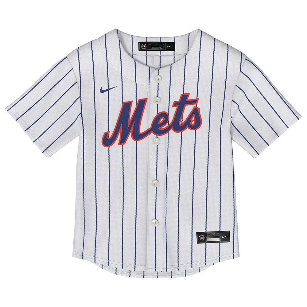 Maillot Nike Francisco Lindor blanc pour enfant, réplique à domicile 2.0 des New York Mets