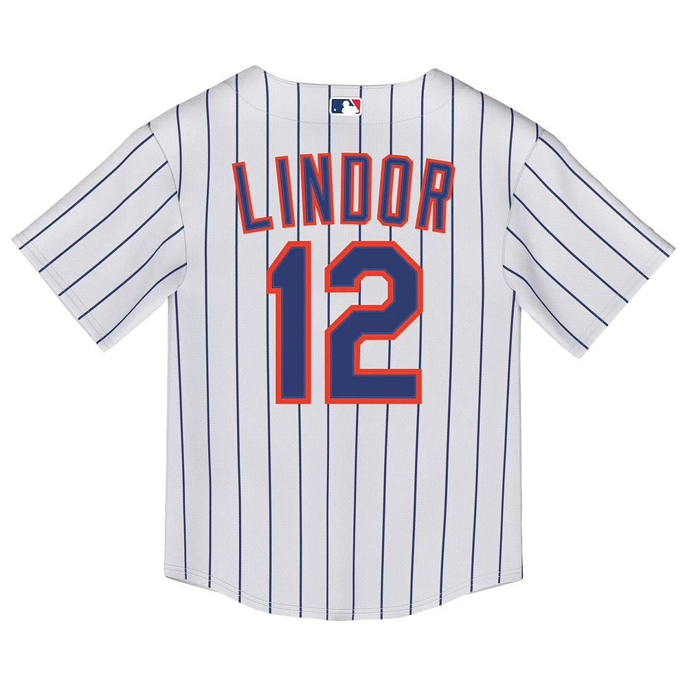 Maillot Nike Francisco Lindor blanc pour enfant, réplique à domicile 2.0 des New York Mets