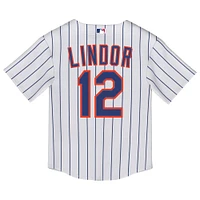 Maillot Nike Francisco Lindor blanc pour enfant, réplique à domicile 2.0 des New York Mets