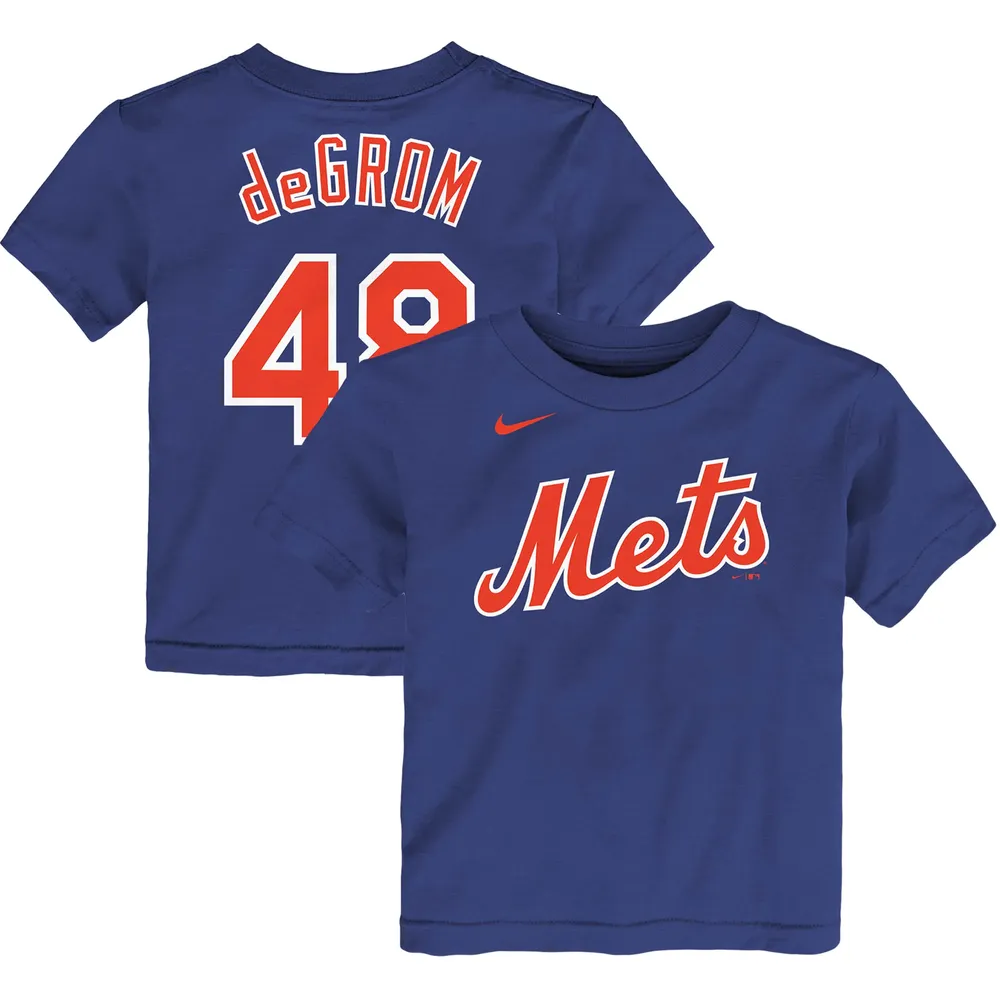 T-shirt avec nom et numéro de joueur Nike Jacob deGrom Royal New York Mets pour tout-petit