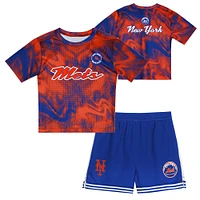 Ensemble t-shirt et short de frappeur champ intérieur orange/bleu marine pour tout-petit des Mets New York