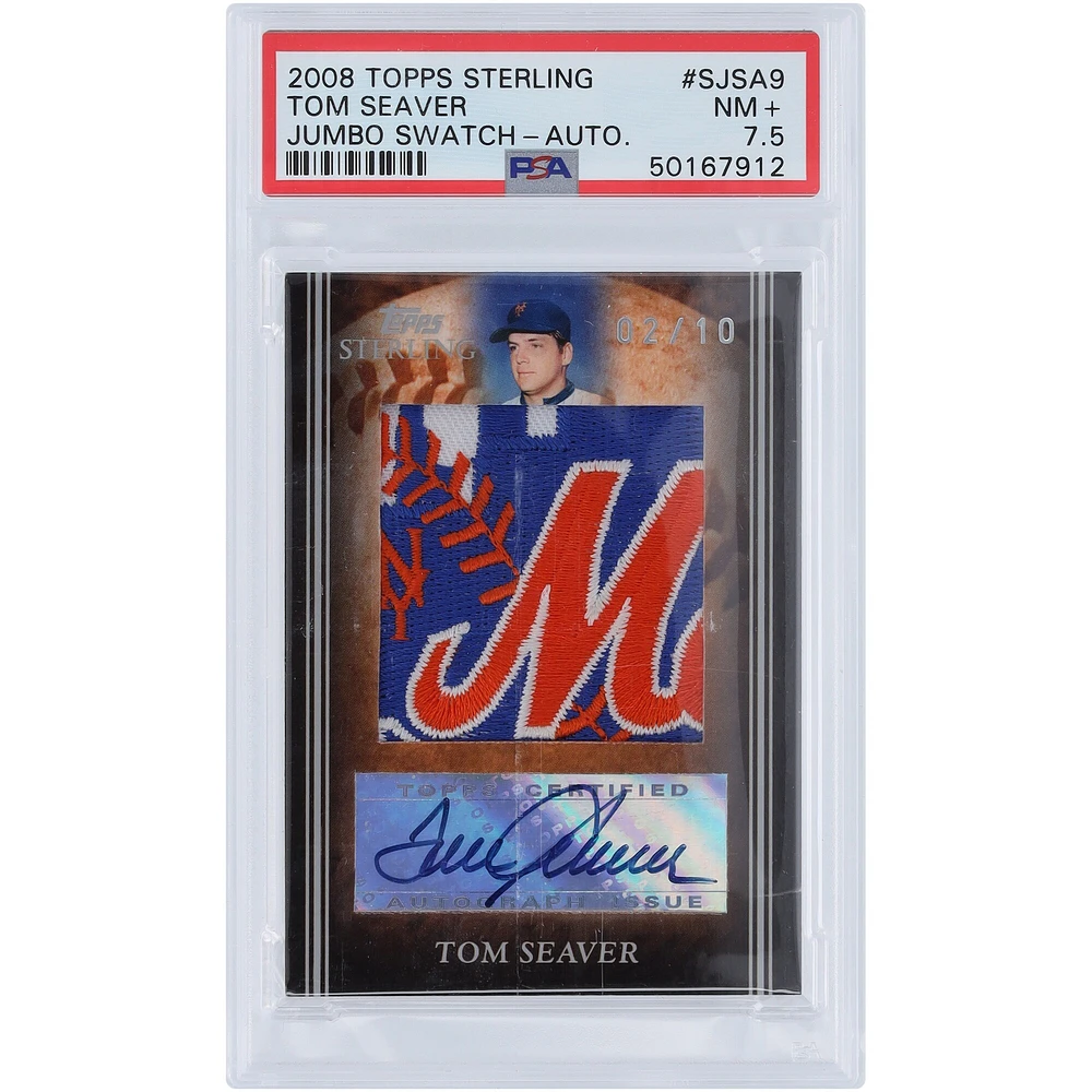 Tom Seaver New York Mets Carte authentifiée 7,5" avec logo Sterling Topps 2008 autographiée #SJSA-9 #2/10 PSA
