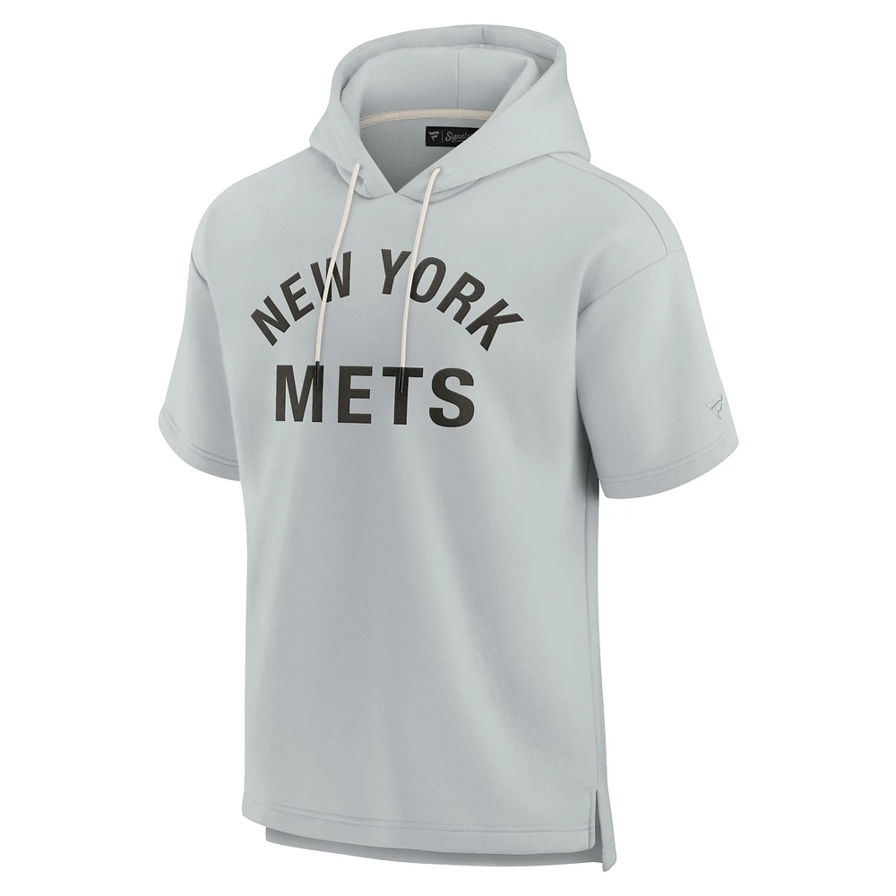 Unisex Fanatics Gray New York Mets Elements Super Soft Fleece Short Sleeve Pullover Hoodie