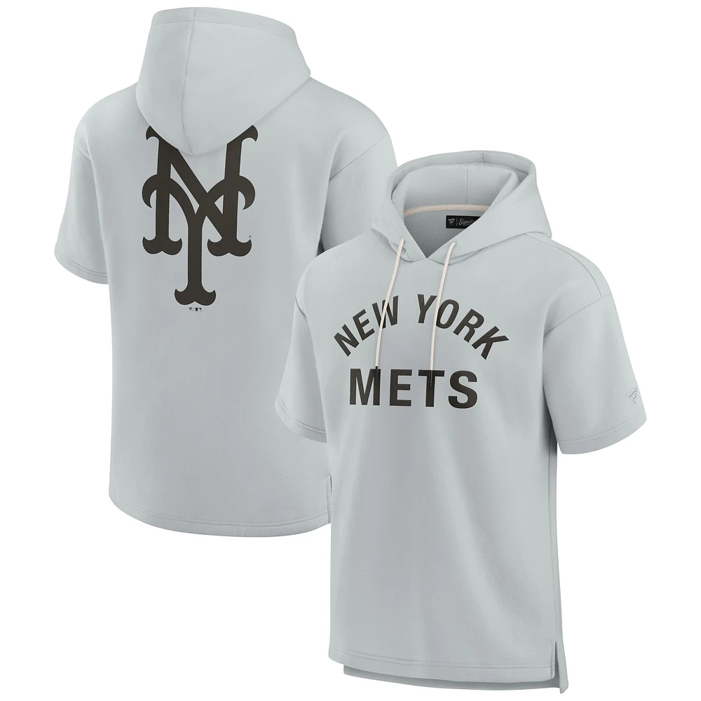 Sweat à capuche unisexe Fanatics gris New York Mets Elements en polaire super douce manches courtes