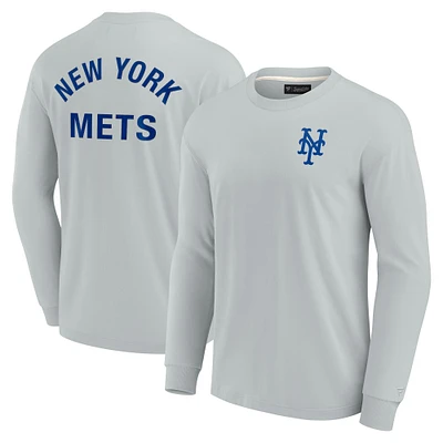 T-shirt unisexe Fanatics gris New York Mets Elements super doux à manches longues