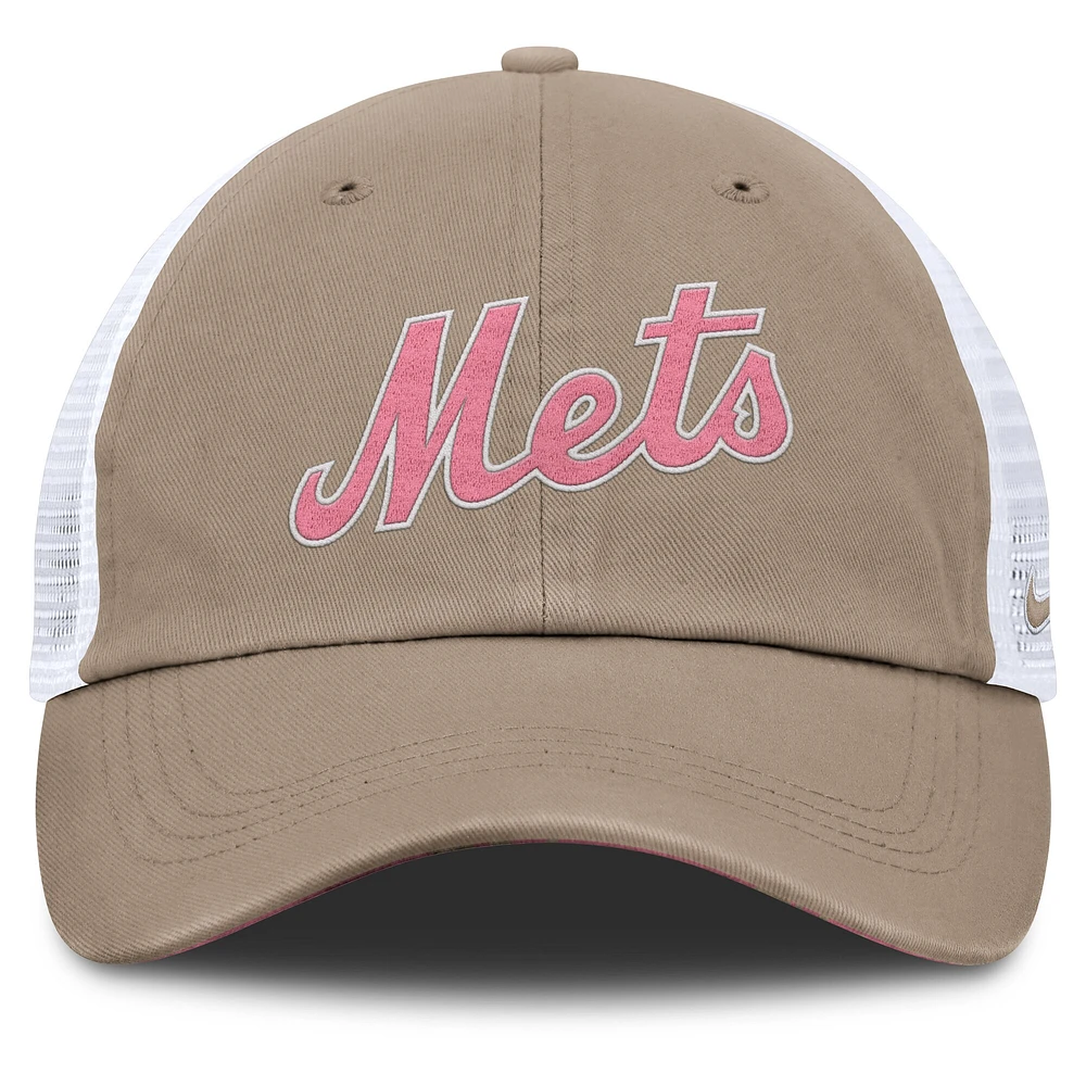 Casquette ajustable Nike unisexe kaki/blanche New York Mets Club Trucker