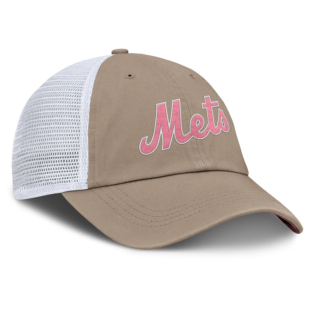 Casquette ajustable Nike unisexe kaki/blanche New York Mets Club Trucker