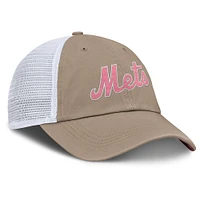Casquette ajustable Nike unisexe kaki/blanche New York Mets Club Trucker
