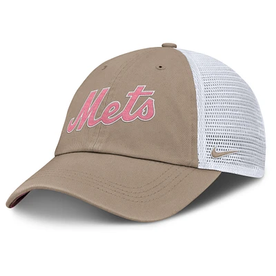 Casquette ajustable Nike unisexe kaki/blanche New York Mets Club Trucker