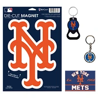 Lot de 4 porte-clés et aimants WinCraft New York Mets