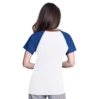 Women's G-III 4Her by Carl Banks  White/Royal New York Mets Ball Park Raglan V-Neck T-Shirt
