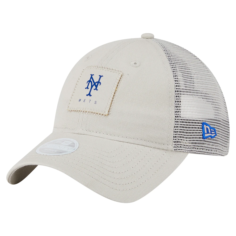 Women's New Era  Light Beige New York Mets Square Stitch 9TWENTY Adjustable Hat