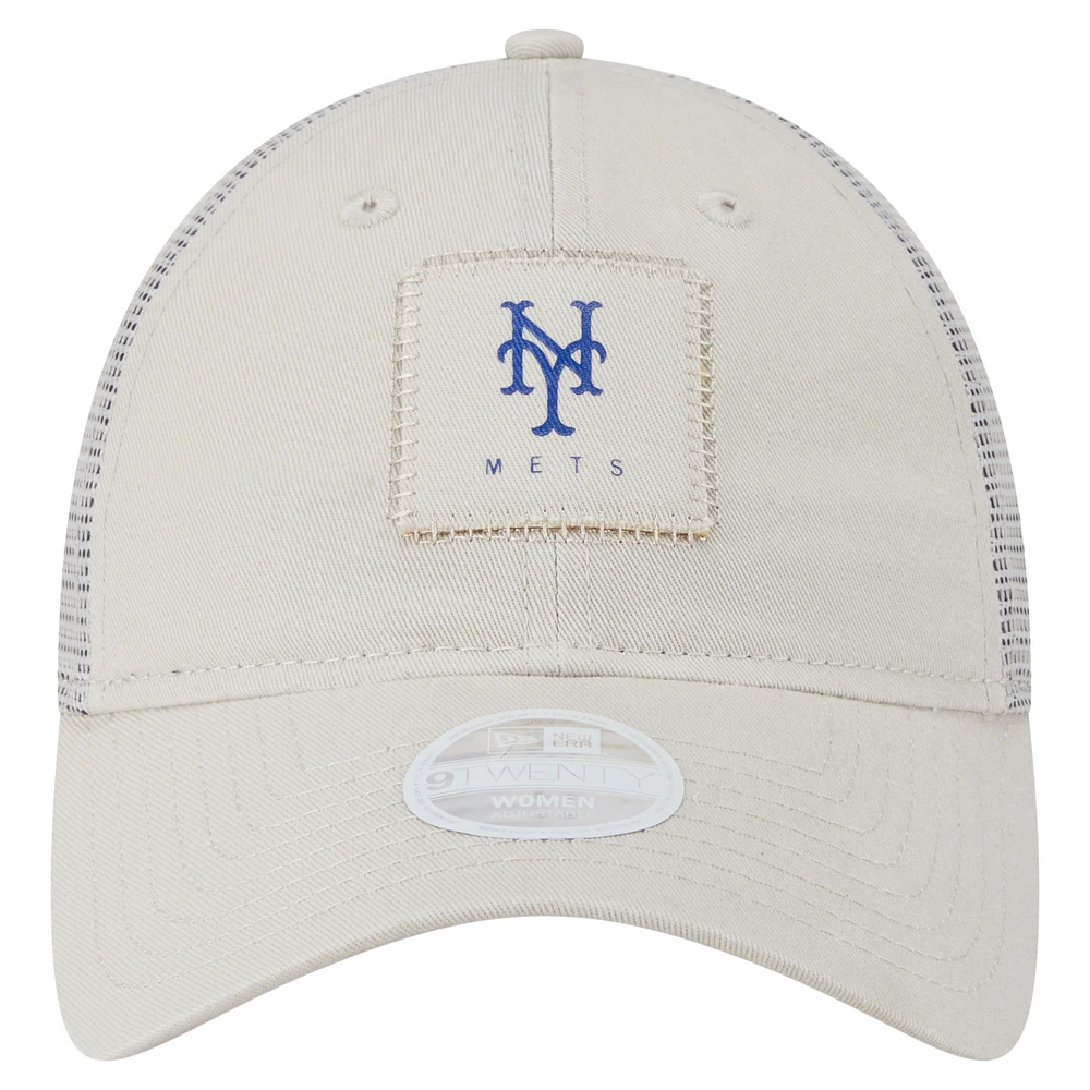 Women's New Era  Light Beige New York Mets Square Stitch 9TWENTY Adjustable Hat