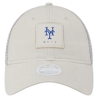 Women's New Era  Light Beige New York Mets Square Stitch 9TWENTY Adjustable Hat