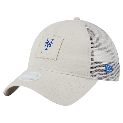 Women's New Era  Light Beige New York Mets Square Stitch 9TWENTY Adjustable Hat
