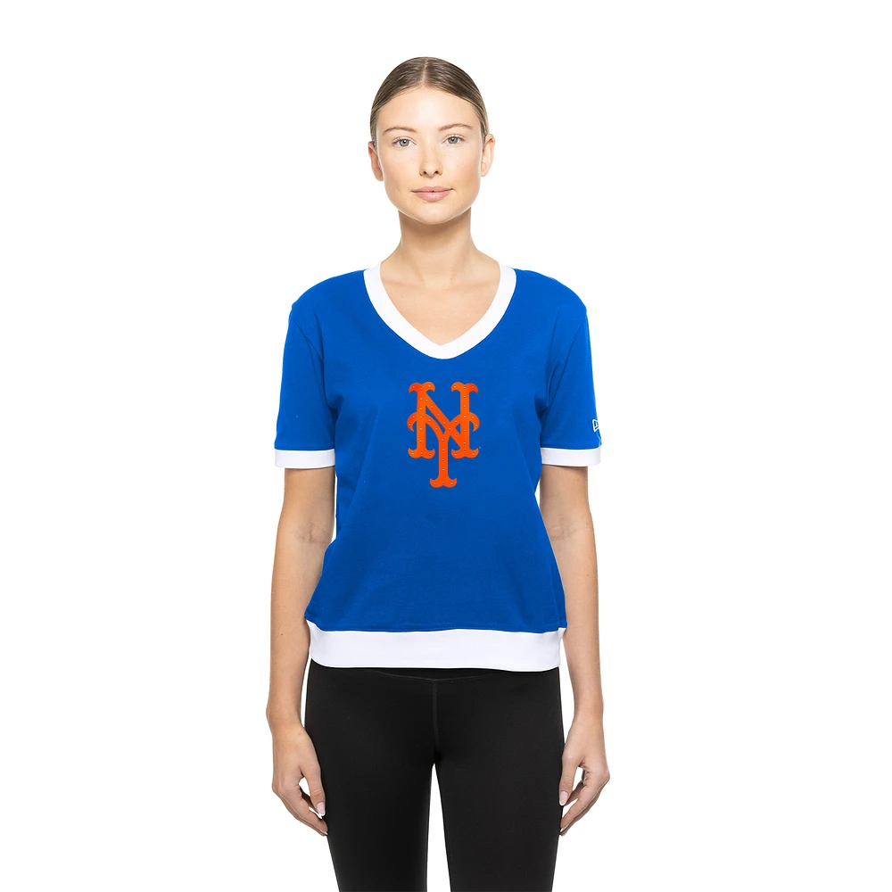 Women's New Era Royal New York Mets Game Day Rhinestone V-Neck T-Shirt