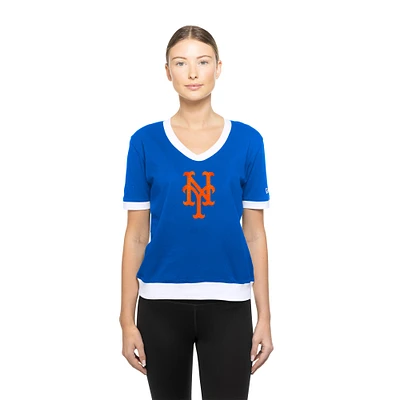 Women's New Era  Royal New York Mets Game Day Rhinestone V-Neck T-Shirt