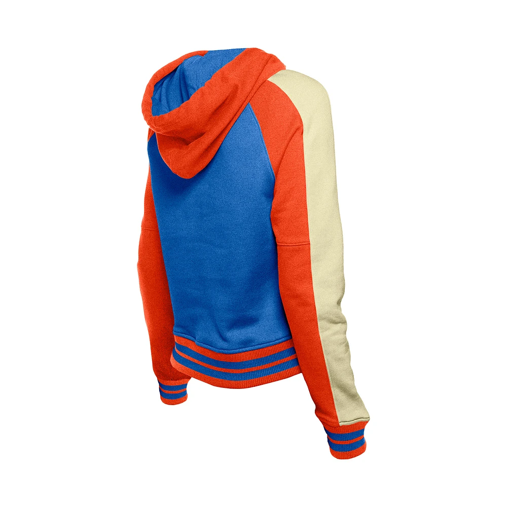 Women's New Era  Royal New York Mets Throwback Cropped Raglan Pullover Hoodie