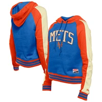 Women's New Era  Royal New York Mets Throwback Cropped Raglan Pullover Hoodie