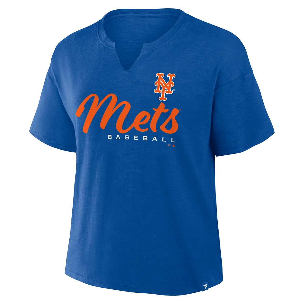 Women's Profile  Royal New York Mets Plus Wordmark Notch Neck T-Shirt