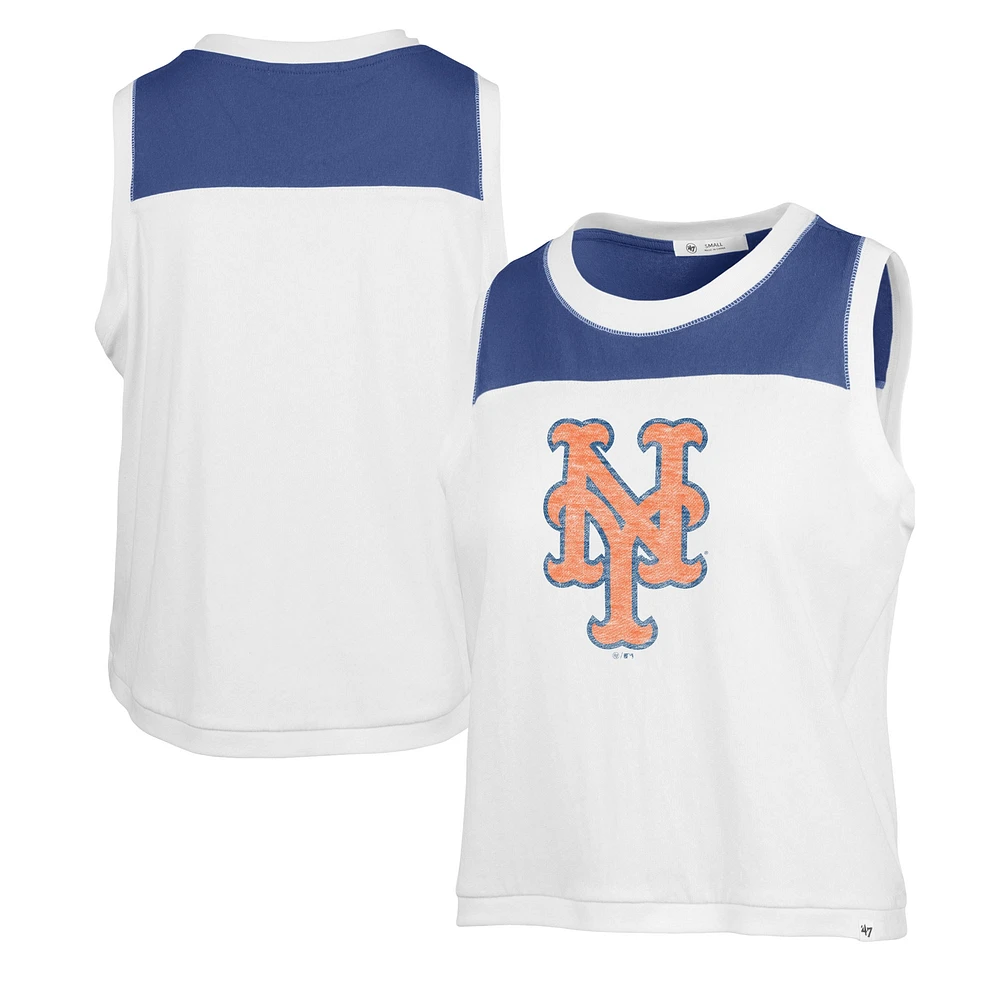 Women's '47 White New York Mets Premier Zoey Waist Length Tank Top