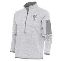 Veste à enfiler demi-zippée Fortune métallisée brossée Antigua Heather Grey New York Mets pour femme
